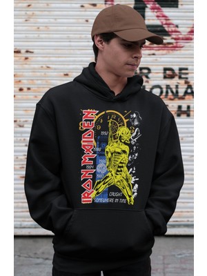 Sevbano Iron Maiden Rock Metal Müzik Grubu Baskılı Unisex Oversize Hoodie