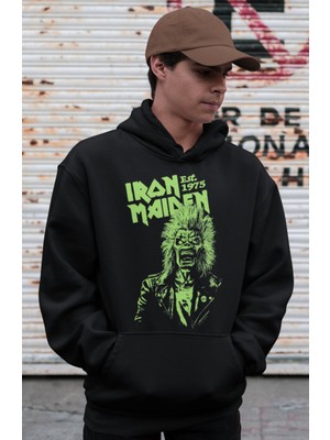 Sevbano Iron Maiden Rock Metal Baskılı Unisex Oversize Müzik Grubu Hoodie