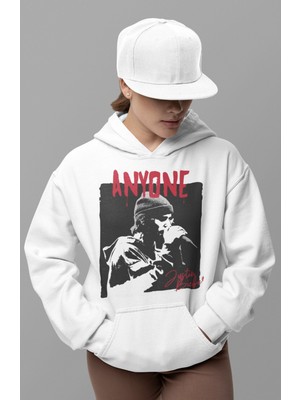 Sevbano Tasarım Anyone Justin Bieber Baskılı Unisex Oversize Şarkıcı Hoodie