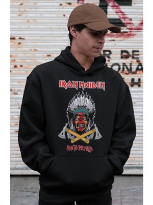 Sevbano Iron Maiden Run To The Hills Rock Metal Müzik Grubu Baskılı Unisex Oversize Hoodie