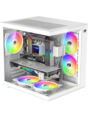 Next Gaming Orion Cube 750W 80+ Bronze Power 5x Tuştan Değişen Rgb Fanlı M-Atx Boş Bilgisayar Kasası Beyaz