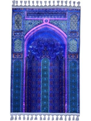 Prayer Rug Dokuma Taban Örgü Püsküleri ve Ipek Kadar Yumuşak Yüzeyiyle Bambu Seccade Namazlık 80X125 cm