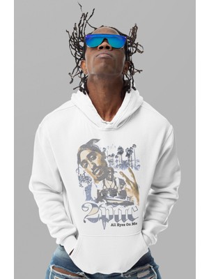 Sevbano 2pac Rapper Baskılı Unisex Oversize Tupac Şarkıcı Hoodie
