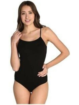 Tutku Kadın Siyah Ip Askılı Body M Likralı ve Çıtçıtlı Özellikleriyle Rahat Kullanım Sunar