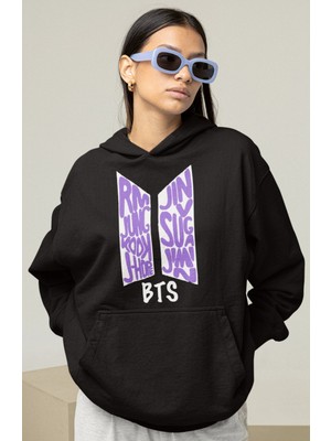 Sevbano Bts Müzik Grubu Baskılı Unisex Oversize Hoodie