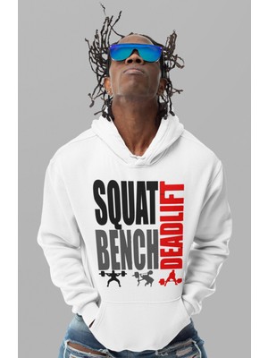 Sevbano Squat Bench Deadlift Bodybuilding Fitness Gym Baskılı Unisex Oversize Sporcu Hoodie