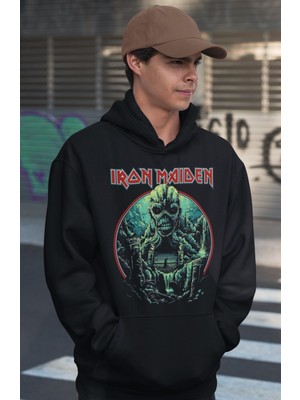 Sevbano Iron Maiden Rock Metal Baskılı Unisex Oversize Müzik Grubu Hoodie
