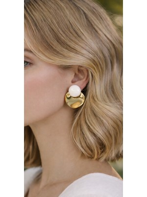 Seherden Minimal Taşlı Metal Küpe