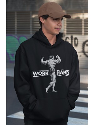 Sevbano Tasarım Arnold Bodybuilding Fitness Sporcu Baskılı Unisex Oversize Hoodie