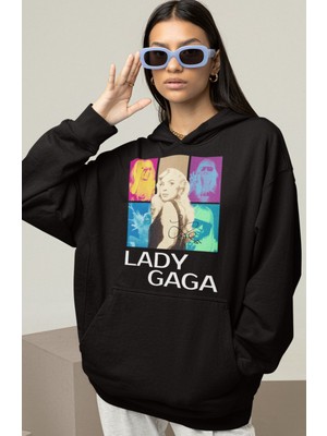 Sevbano Lady Gaga Baskılı Unisex Oversize Şarkıcı Hoodie