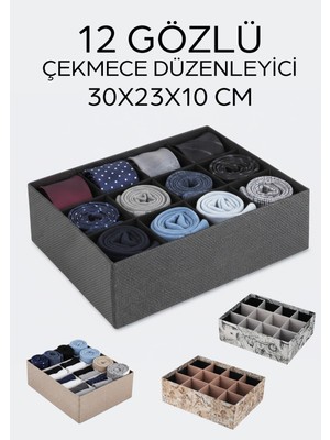 Nwood Naturehome 2 Adet 12 Gözlü Çocuk Odası Dolap Çekmece Içi Çamaşır Çorap Düzenleyici Sert Malzeme Kumaş Organizer