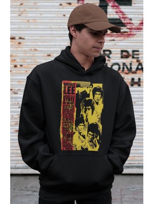 Sevbano Tasarım Dövüşçü Bruce Lee Baskılı Unisex Oversize Hoodie