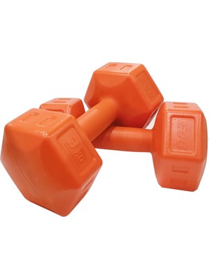 Feyza Design Turuncu 3 kg Dambıl Seti, Çiftli 6 kg Ağırlık, Spor ve Egzersiz Seti