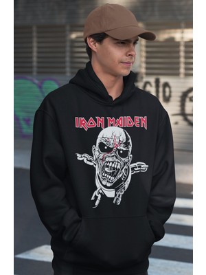 Sevbano Iron Maiden Rock Metal Baskılı Unisex Oversize Müzik Grubu Hoodie
