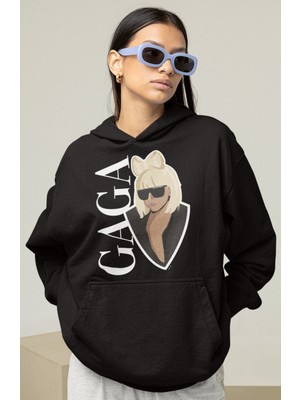 Sevbano Lady Gaga Baskılı Unisex Oversize Şarkıcı Hoodie