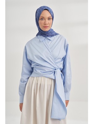 Armanda Geometrik Desen Şal 3120-İNDİGO