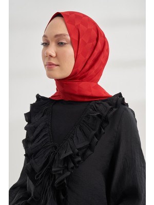 Armanda Geometrik Desen Şal 3120-KIRMIZI
