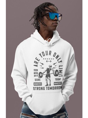 Sevbano You Are Only Limit Bodybuilding Fitness Baskılı Unisex Oversize Sporcu Hoodie