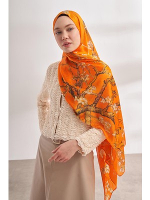 Armanda Vual Almond Bloom Desen Şal 04464-ORANGE