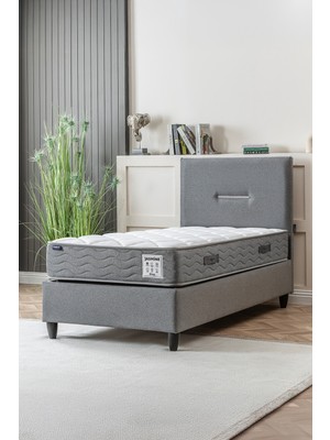 Cennet Yatak Jasmine Serisi Tek Kişilik Sandıklı Baza ve Başlık Full Ortopedik Paket Yaylı Yatak Takımı 3’lü Set