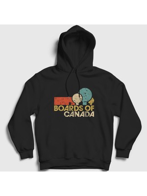 Presmono Unisex Siyah Logo Boards Of Canada Kapüşonlu Sweatshirt