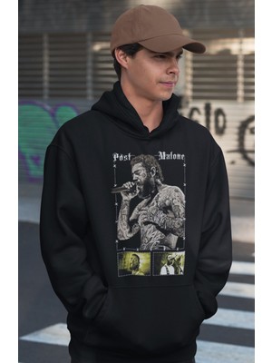 Sevbano Post Malone Rapper Baskılı Unisex Oversize Şarkıcı Hoodie