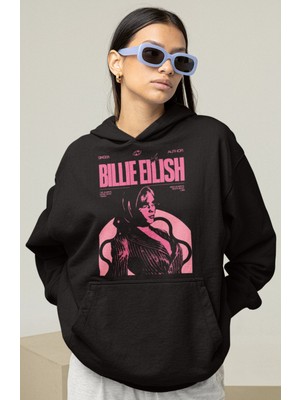 Sevbano Tasarım Billie Eilish Baskılı Unisex Oversize Şarkıcı Hoodie