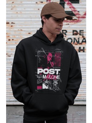 Sevbano Özel Tasarım Post Malone Rapper Baskılı Unisex Oversize Şarkıcı Hoodie