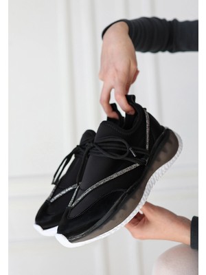 Erbilden Liney Siyah Rugan Bağcıklı Spor Ayakkabı