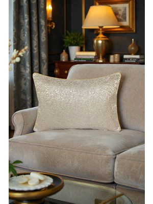 Visionario Kırlent Kılıfı Desenli Jakarlı Dokuma Kumaş 35X50 Çift Taraflı Biyeli