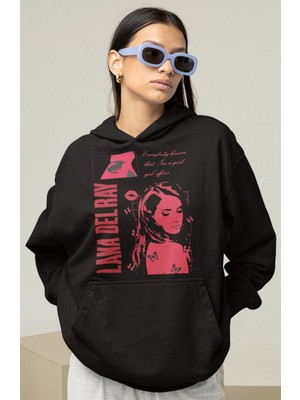 Sevbano Tasarım Lana Del Ray Baskılı Unisex Oversize Şarkıcı Hoodie