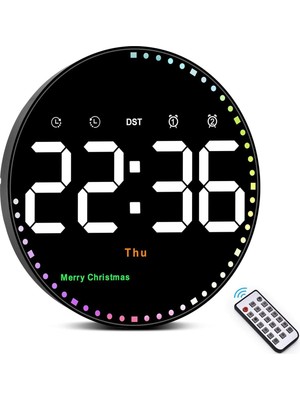 Plentiful 10 Inç Akıllı LED Dijital Duvar Saati – Uzaktan Kumandalı, Alarmlı, Parlaklık Ayarlı, Sıcaklık & Tarih Göstergeli (Siyah)