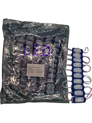 Powerr Led Aydınlatma 100 Adet 12 Volt 1.2 Watt Dar Açılı Tek Lensli Mavi LED Modül IP65 1paket