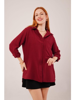 Etiler Collection Salaş Kesim Cepli Bordo Gömlek