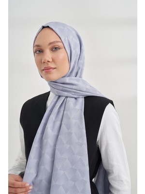 Armanda Geometrik Desen Şal 3120-GÜMÜŞ