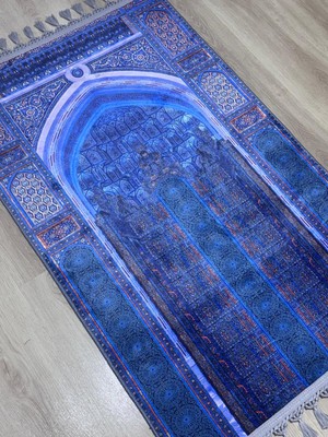 Prayer Rug Dokuma Taban Örgü Püsküleri ve Ipek Kadar Yumuşak Yüzeyiyle Bambu Seccade Namazlık 80X125 cm