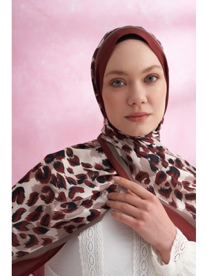 Armanda Leopar Vual Multi Desen Şal 6041-BORDO