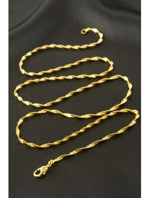 Bijuteri Net Sarı Renkli Bugulu Zincir Kolye