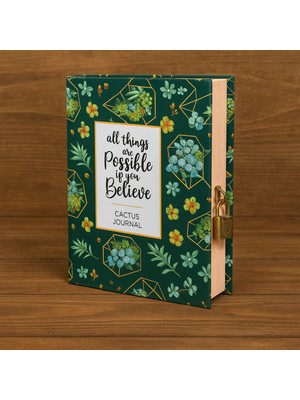 Angelphoto Cactus Journal Kilitli Hatıra Defteri Anı Defteri Çizgili Günlük Ajanda