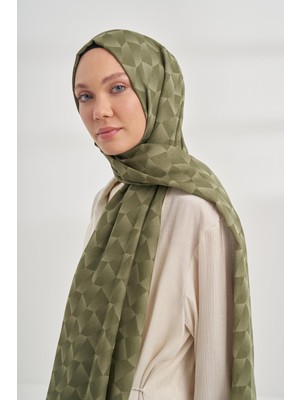 Armanda Geometrik Desen Şal 3120-KETEN Yeşili