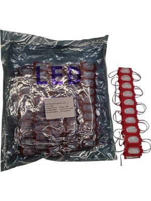 Powerr Led Aydınlatma 100 Adet 12 Volt 1.2 Watt Dar Açılı Tek Lensli Kırmızı LED Modül IP65 1 Paket