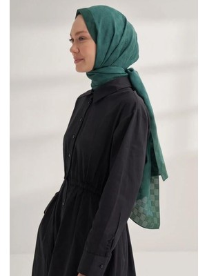 Armanda Dama Monogram Desenli Şal 3041-ZÜMRÜT