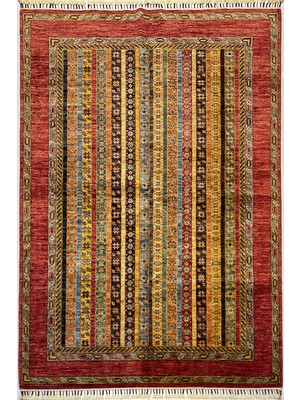 El Dokuma Orijinal Afgan Halı Şal Desenli 3 Metre Kare Kök Boya