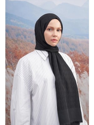 Armanda Monogram Desen Şal 3098-SIYAH