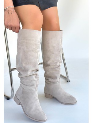 End Black Store Winda Bej Süet Körüklü Çizme