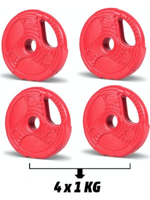Feyza Design Eğzersiz Ağırlık Plakası Kırmızı 1 Kg, 4’lü Set, Spor ve Fitness Için