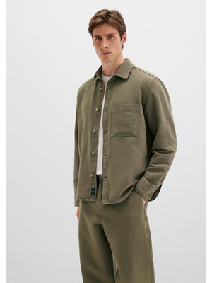 Mavi Cep Detaylı Yeşil Gömlek 0211683-71816