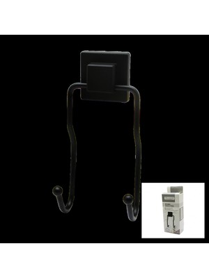 Siyah - 2li Metal Sarkık Askı Kare Güçlü Yapışkanlı 8X9X19CM (4887)