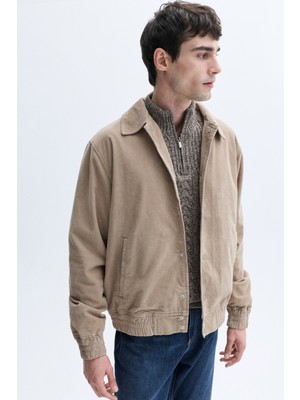 Regular Fıt Kadife Dokulu Bomber Ceket