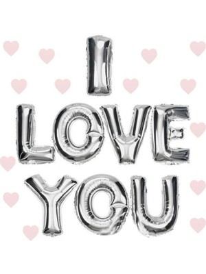 Marsilyan I Love You Folyo Balon Gümüş Renk 35 cm